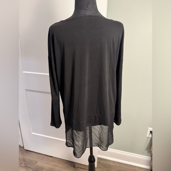 Eileen fisher 100% silk black long sleeve tunic top - Picture 3 of 8